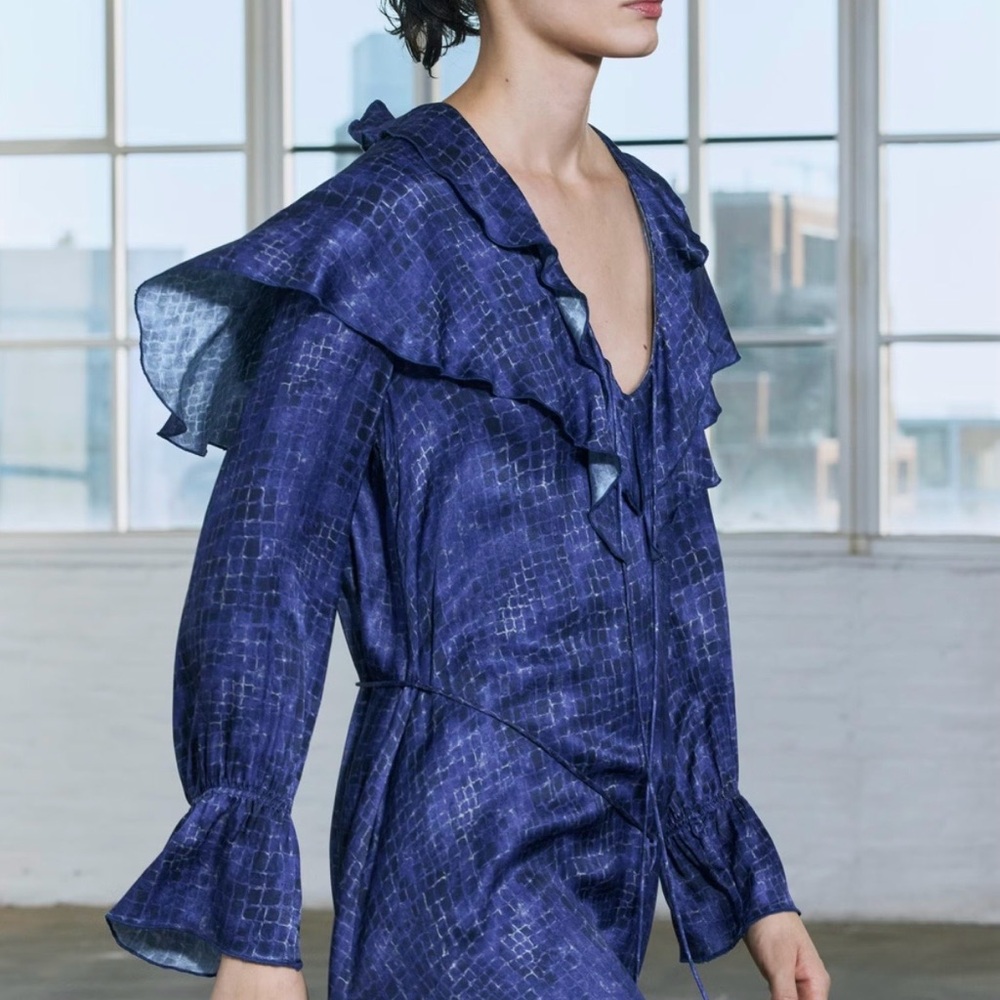Zara Blue Ruffled Dress - Picture 3 of 3